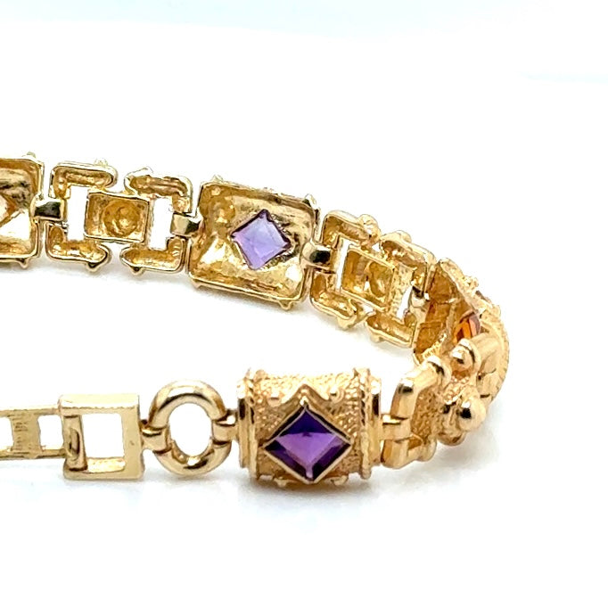 14k Yellow Gold with Stones Bracelet