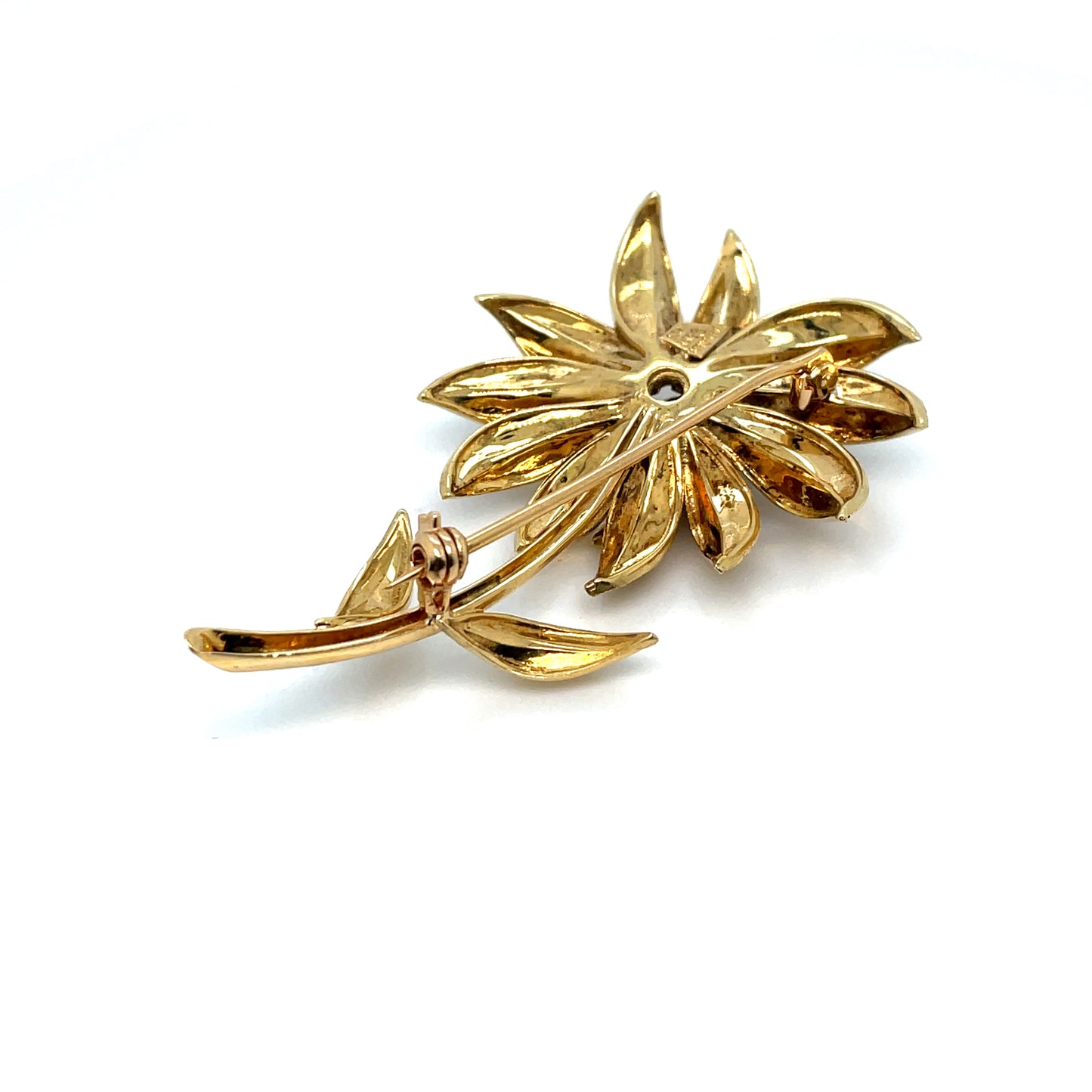 Tiffany & Co. 18k Yellow Gold Estate Sapphire and Diamond Flower Pin/Brooch