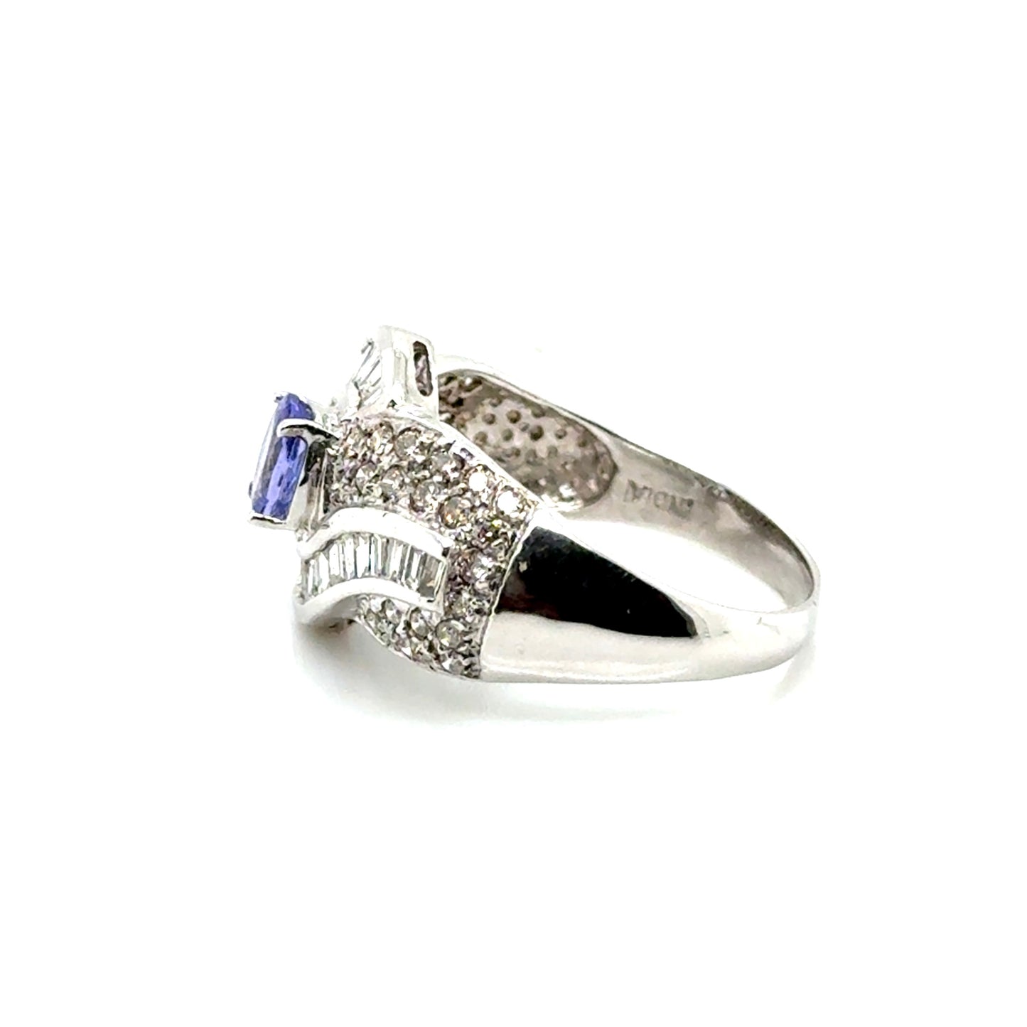 14k White Gold Tanzanite and 1.65 CT TW Diamonds Ring