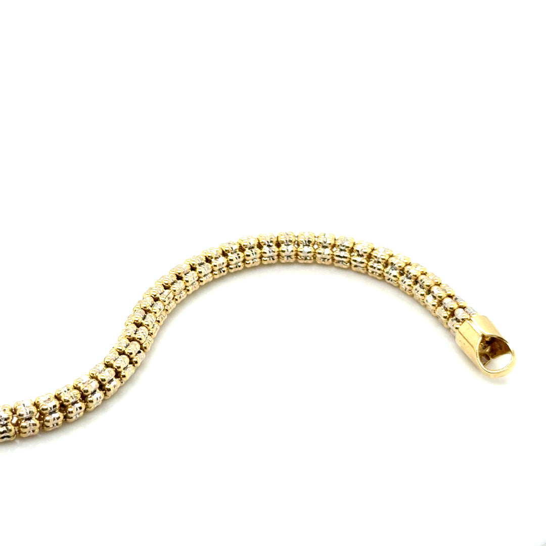 New 14k Yellow and White Gold Round Diamond Cut Style Men’s Bracelet