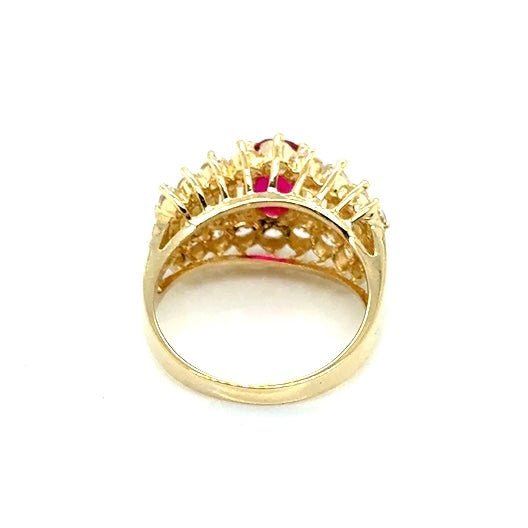 14k Yellow Gold CZ & Ruby Lady’s Cocktails Ring