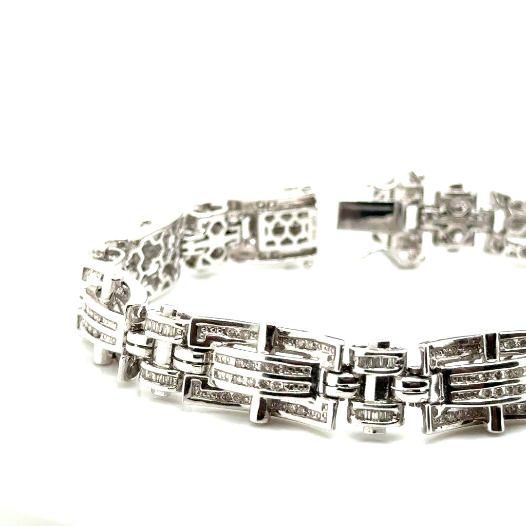 New 14k White Gold 3 CT TW Diamond Men’s Bracelet