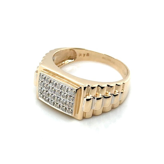 9k Yellow Gold 0.24 CT TW White Diamonds Men’s Ring