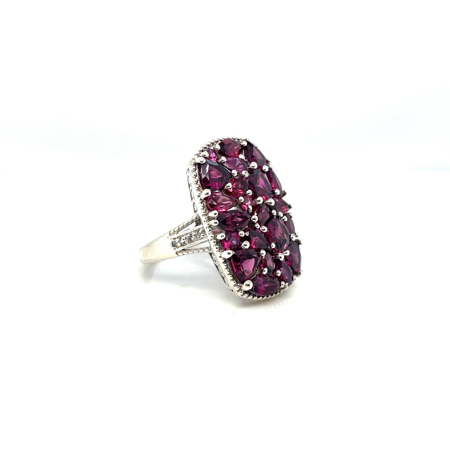 Tourmaline Silver Diamond Ring