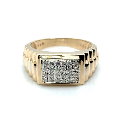 9k Yellow Gold 0.24 CT TW White Diamonds Men’s Ring