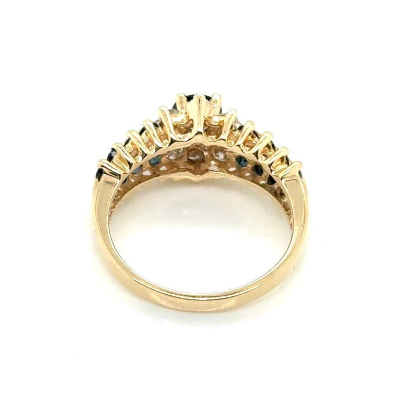 14k Yellow Gold Genuine Sapphire and 0.50 CT TW Diamond Ring