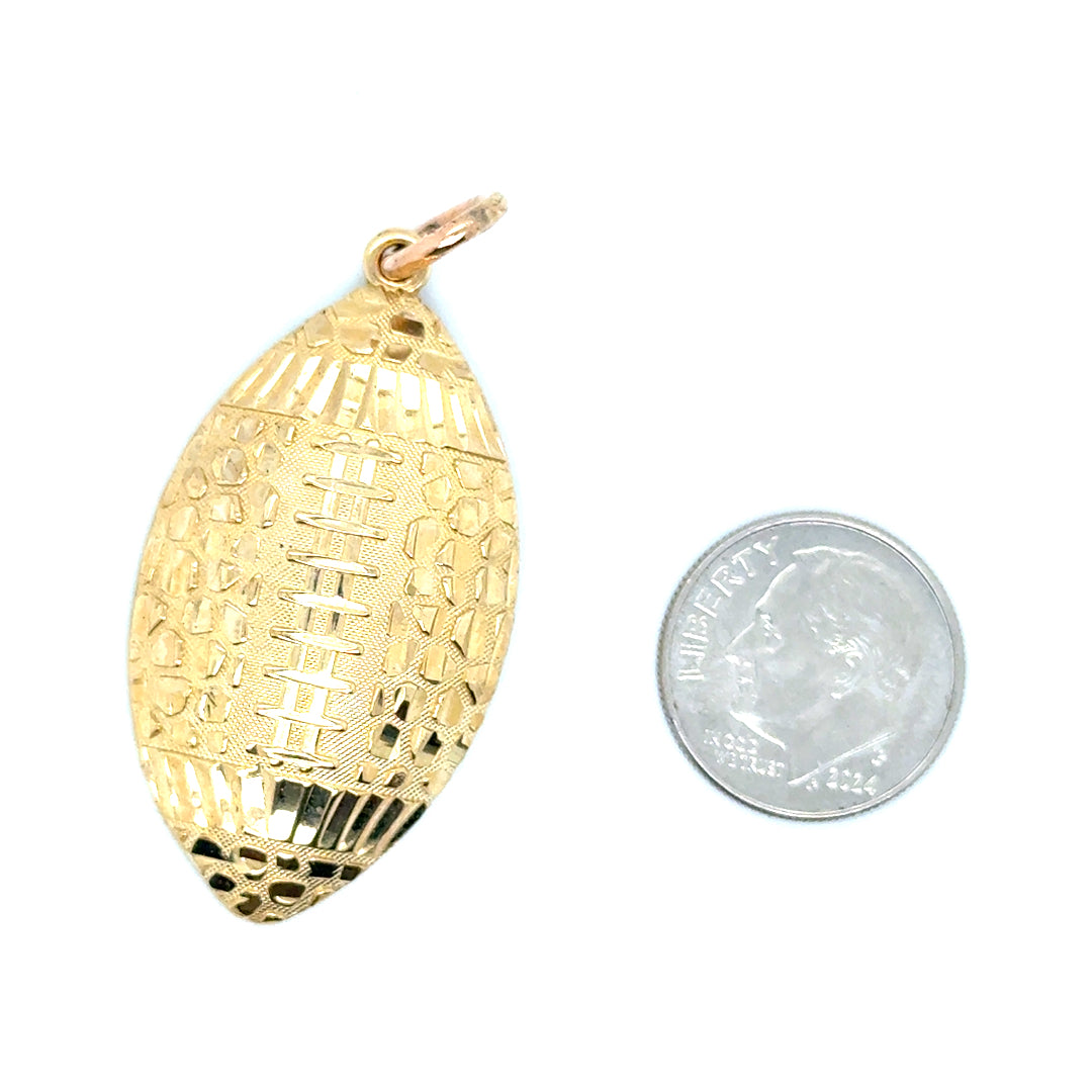 New 14k Yellow Gold Rugby Ball Pendant