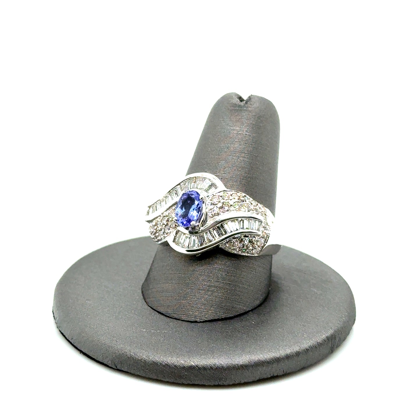 14k White Gold Tanzanite and 1.65 CT TW Diamonds Ring