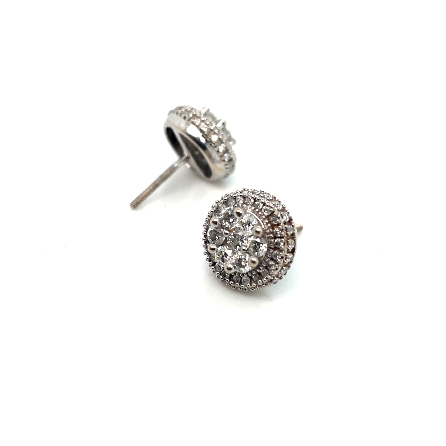10k White Gold 1.7 CT TW Diamonds Earrings