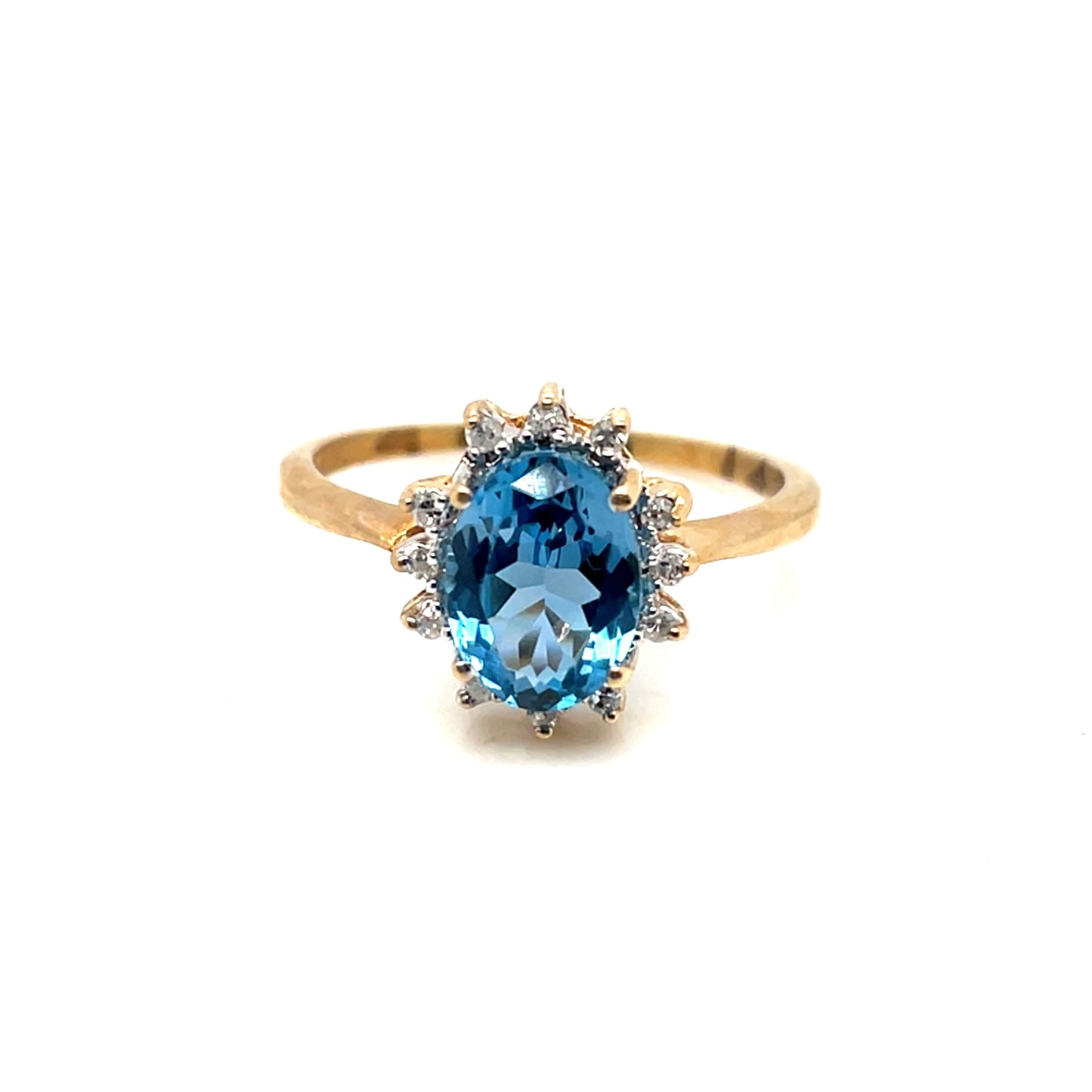 10k Yellow Gold Topaz and Diamonds Ring