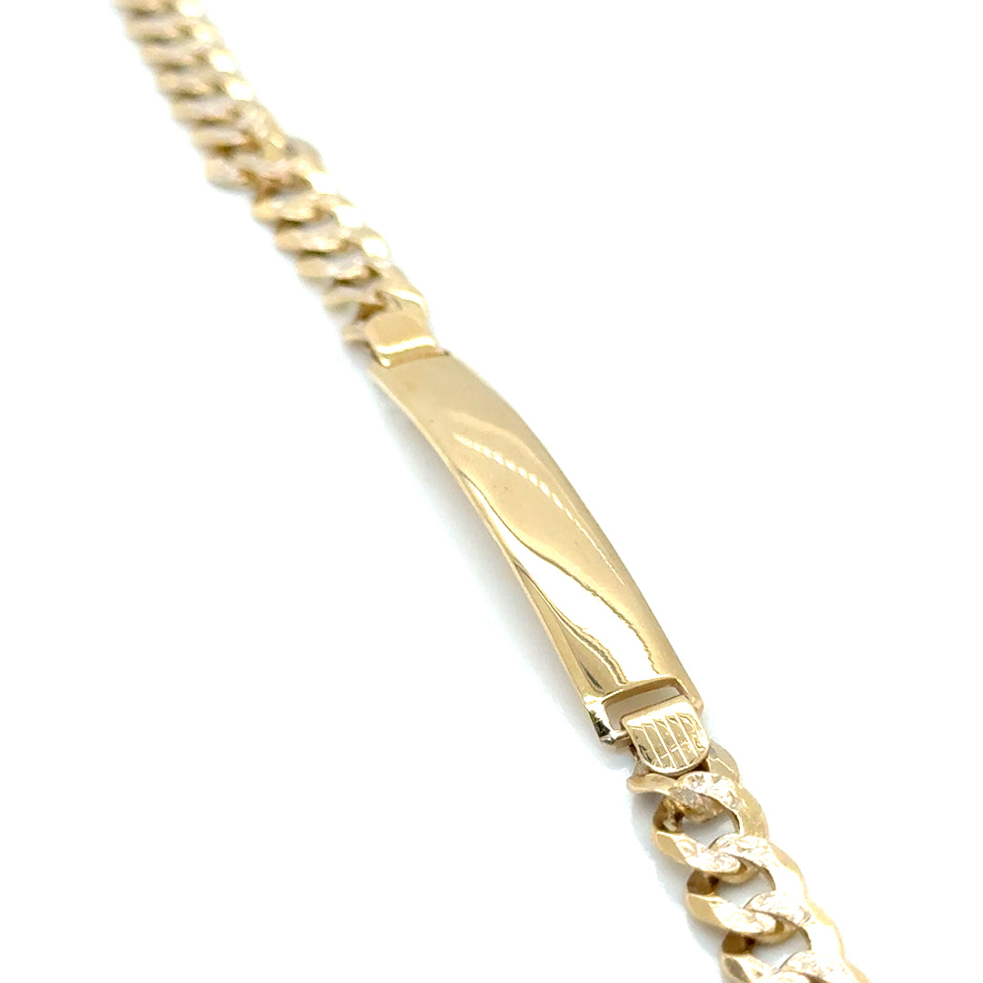 New 14k Yellow and White Gold Diamond Cut Design Men’s Bracelet