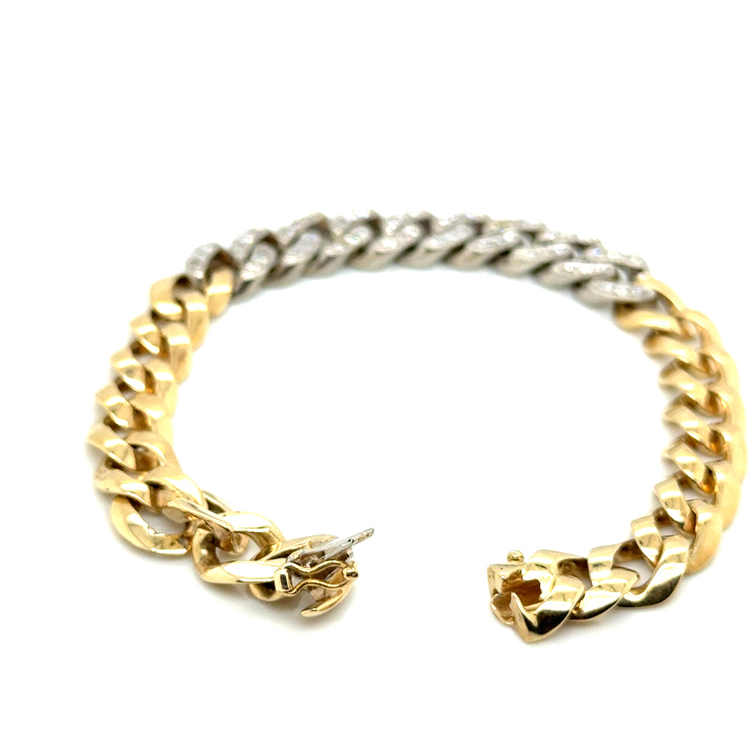 New 14k Yellow and White Gold 1 CT TW Diamond Men’s Bracelet