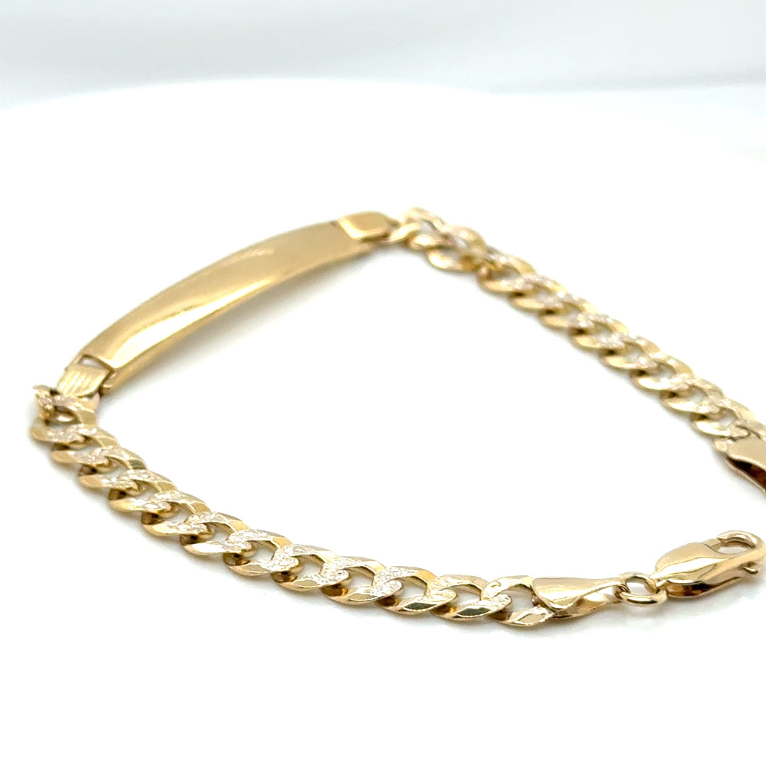 New 14k Yellow and White Gold Diamond Cut Design Men’s Bracelet