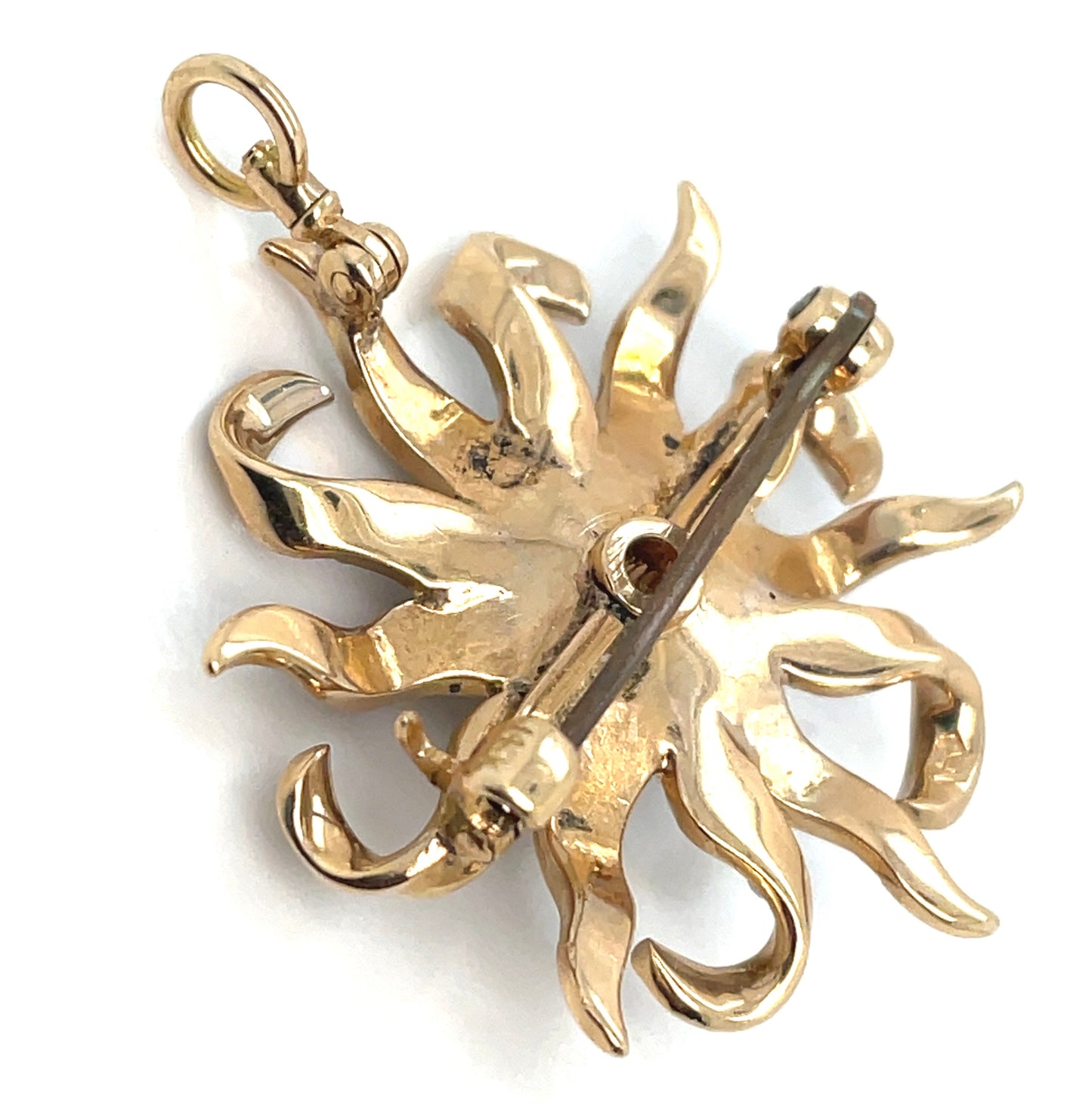 14k Yellow Gold Pearls and Diamonds Pendant and Brooch/Pin or Pendant