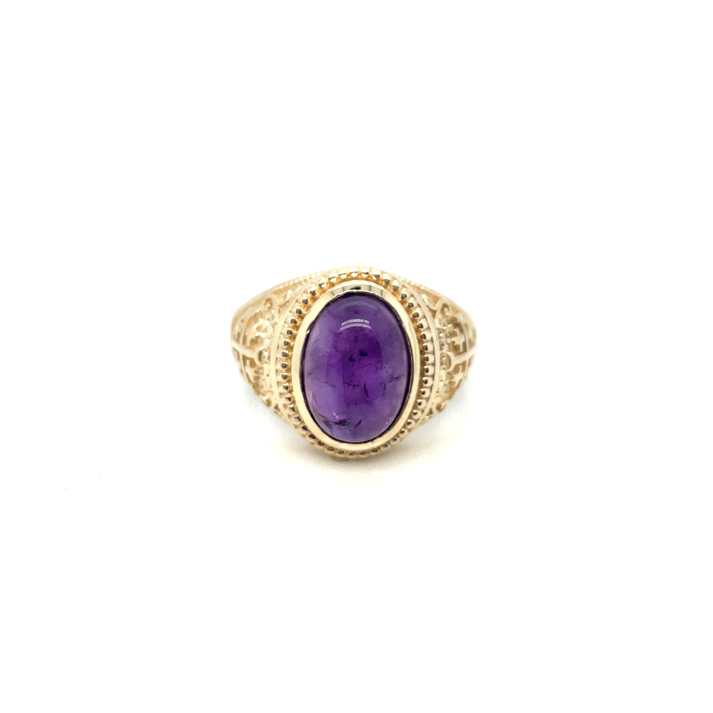 14k Yellow Gold Amethyst Men’s Ring