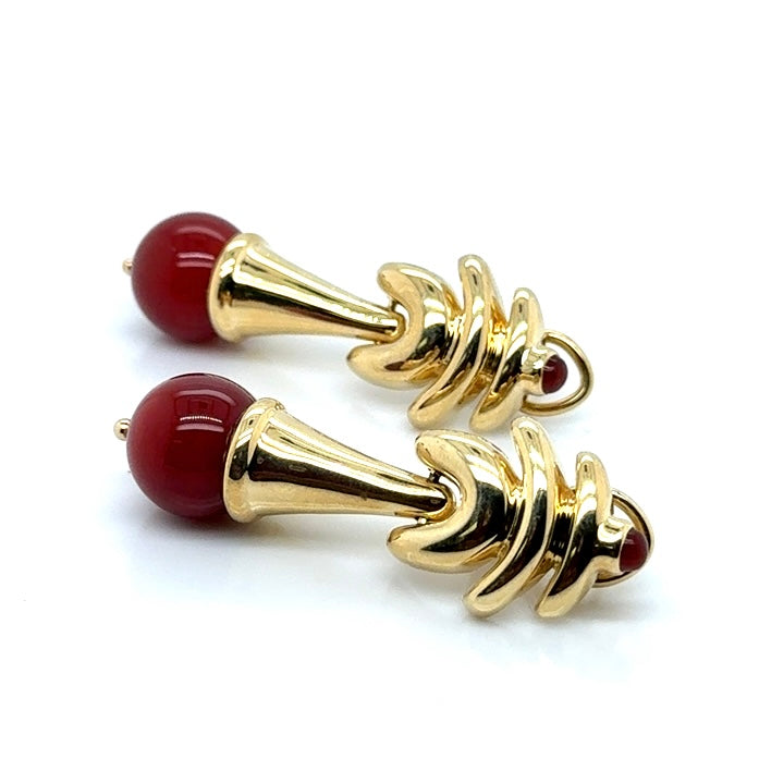 Italian Carnelian Round 14k Yellow Gold Earrings
