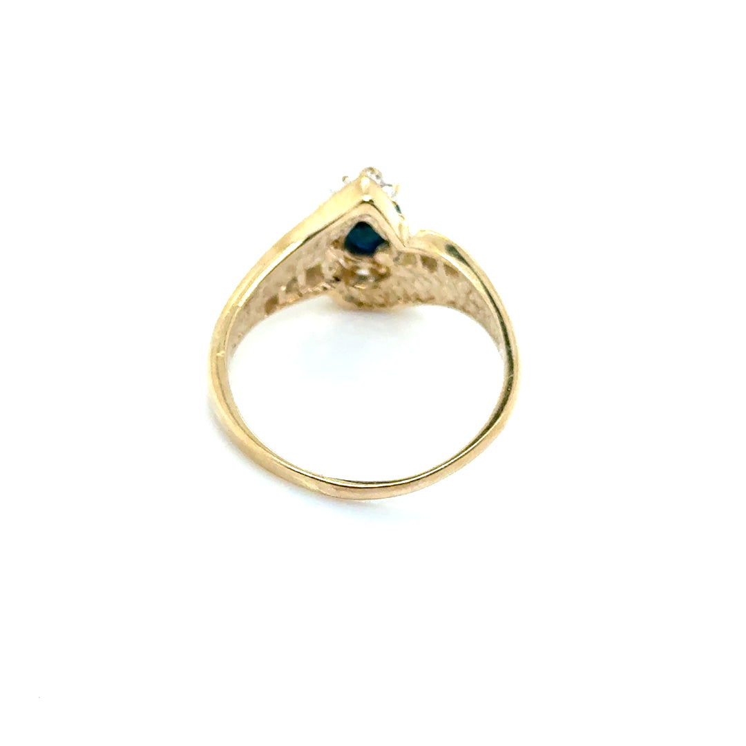 10k Yellow Gold Genuine Sapphire and Diamond Ring