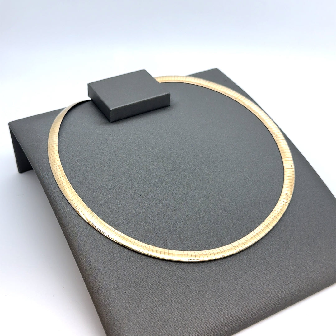 14k Yellow and White Gold Two Tone Omega Necklace
