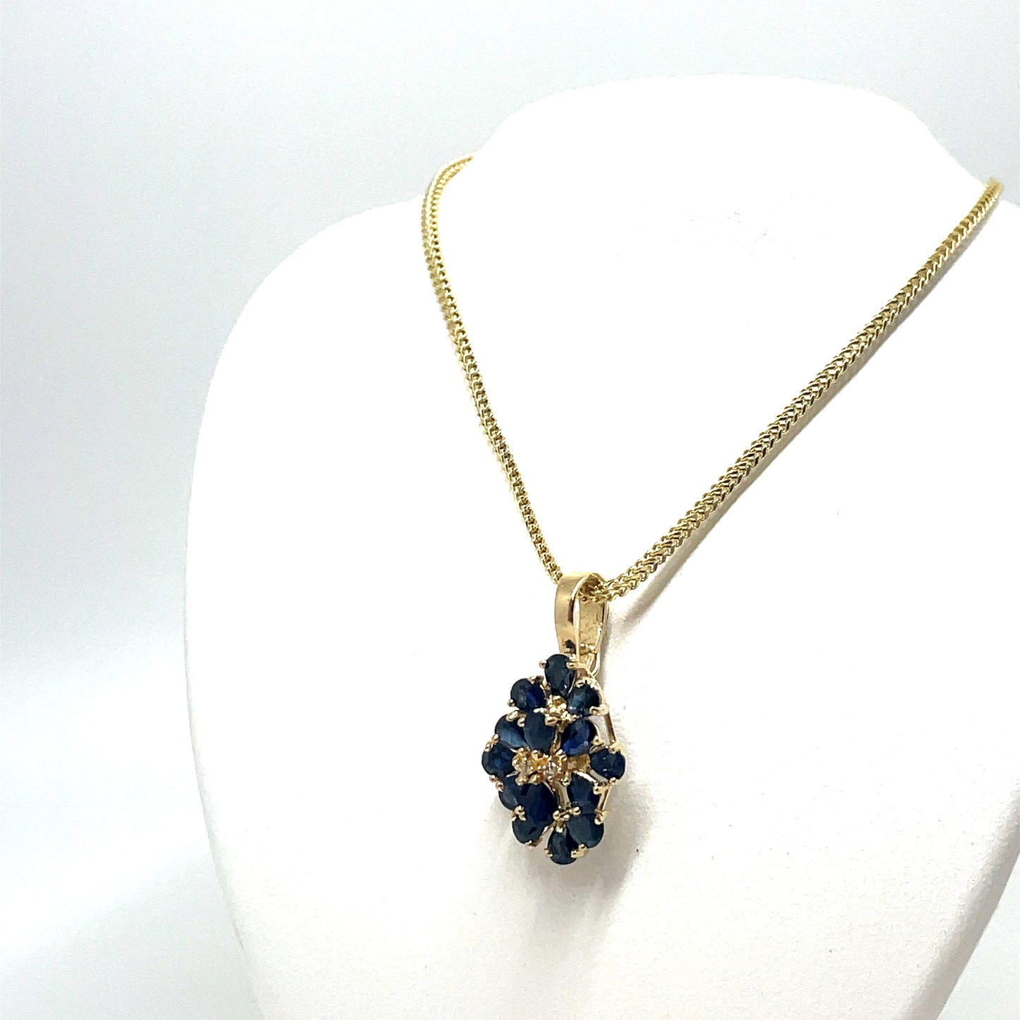 14k Yellow Gold Sapphire and Diamonds Pendant