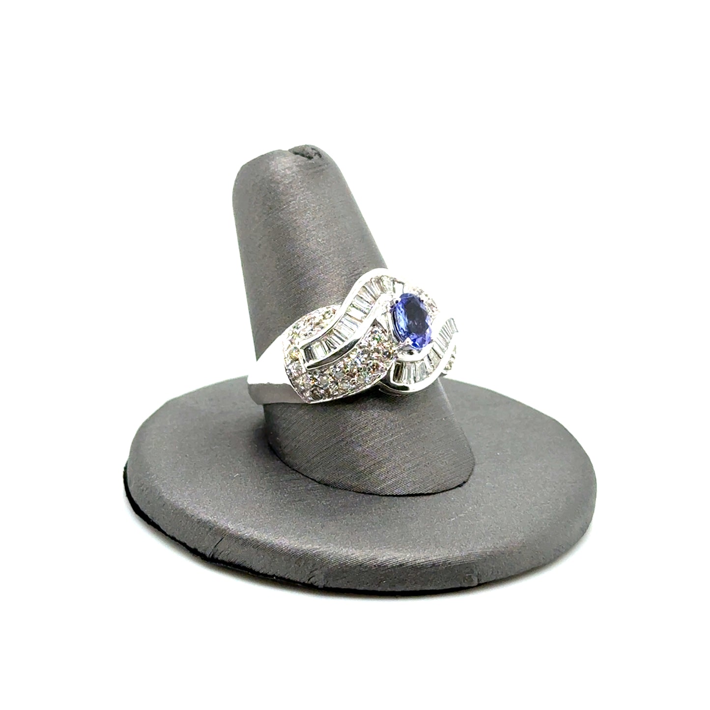 14k White Gold Tanzanite and 1.65 CT TW Diamonds Ring