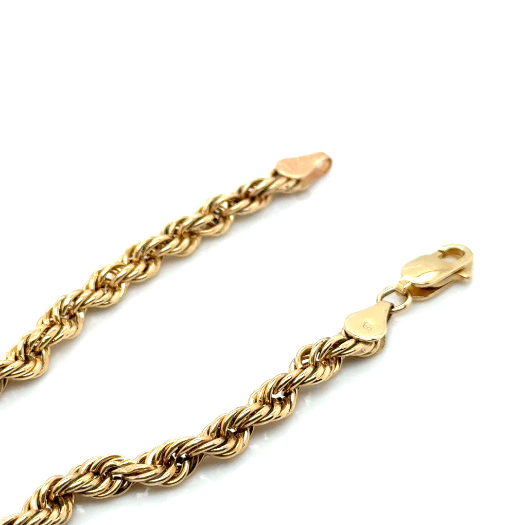 New 10k Yellow Gold Italy Men’s Rope Chain Bracelet