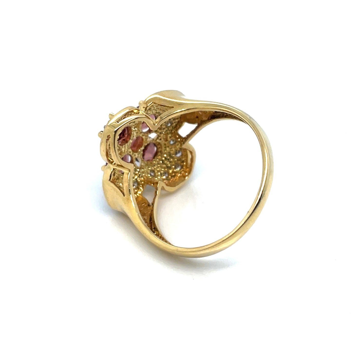 LeVian 18k Yellow Gold and Black Rhodium Pink Tourmaline and 0.30 CT TW Diamonds Ring