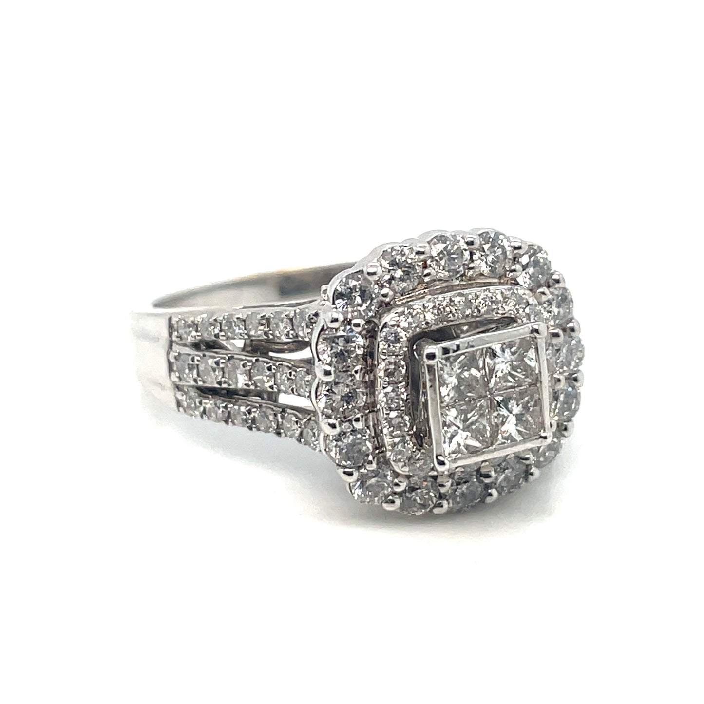 14k White Gold Engagement 2.3 CT TW Diamonds Ring