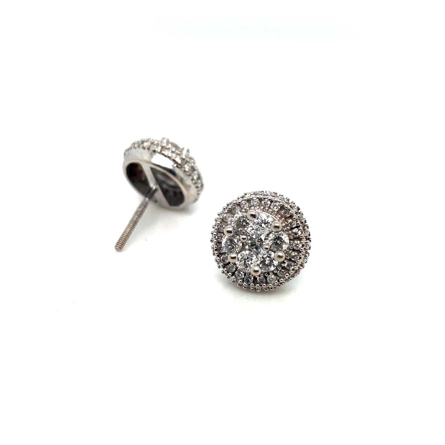 10k White Gold 1.7 CT TW Diamonds Earrings