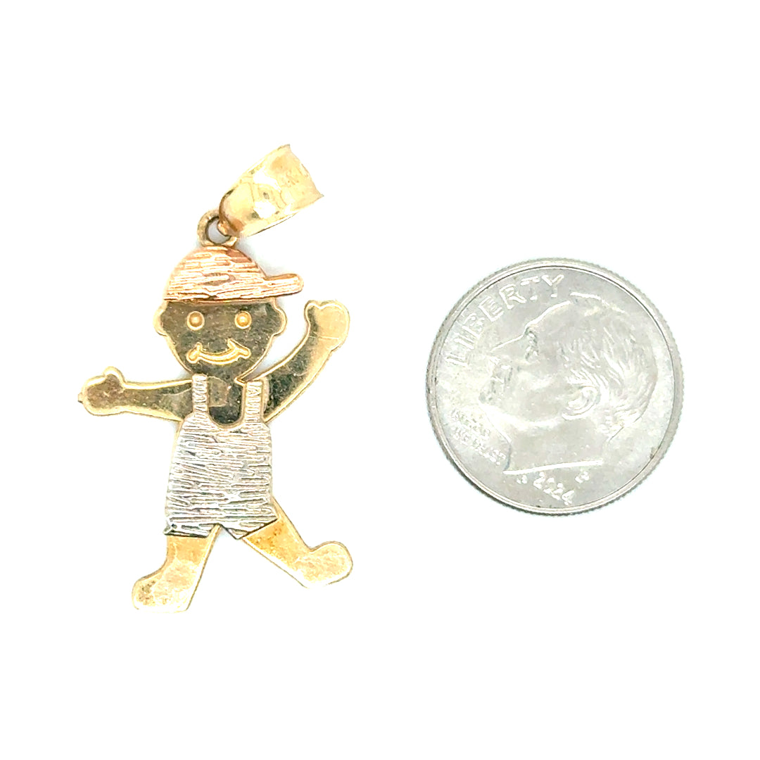 New 14k Yellow, Pink and White Gold 3D Baby Boy Child Charm
