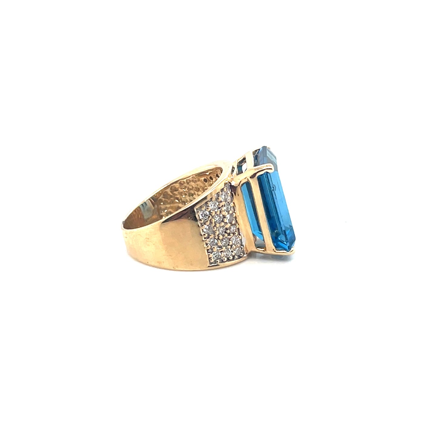 14k Yellow Gold Swiss Blue Topaz and 0.60 CT TW Diamonds Ring