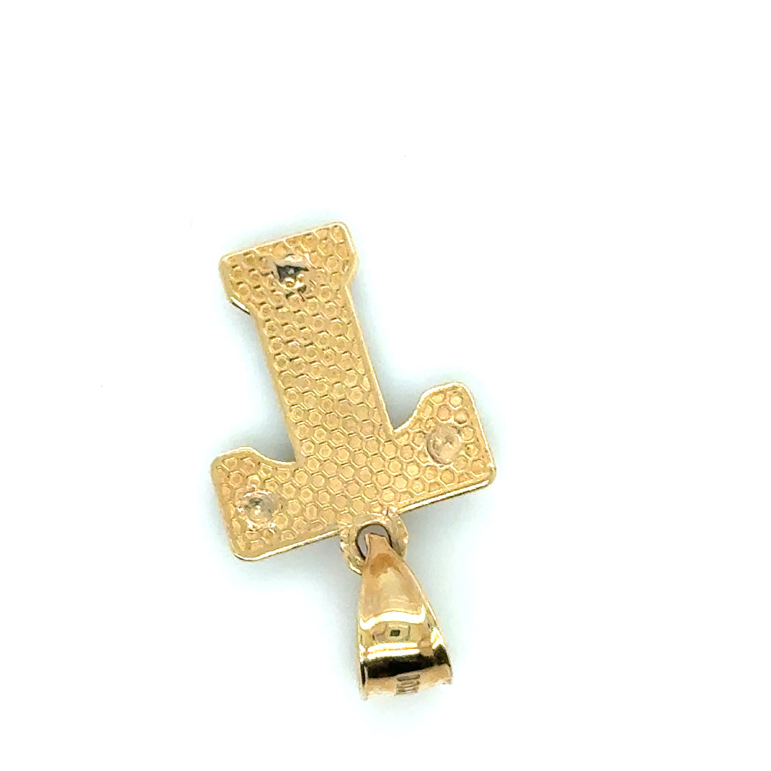 10k Yellow and White Gold Double Letter “T” Pendant