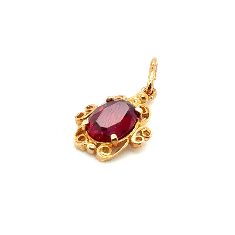 New 14k Yellow Gold Rhodolite Pendant