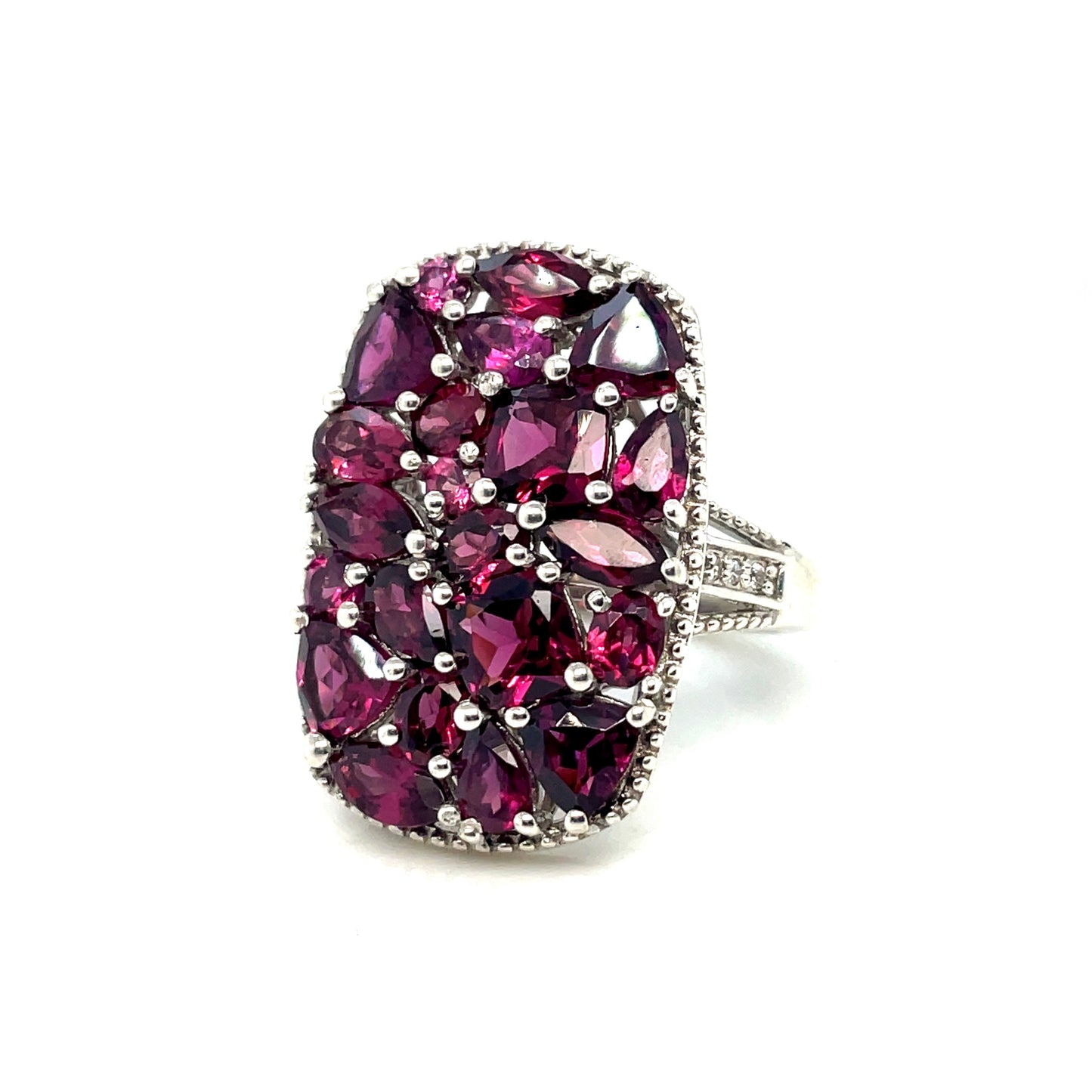 Silver Tourmaline and Diamond Ring