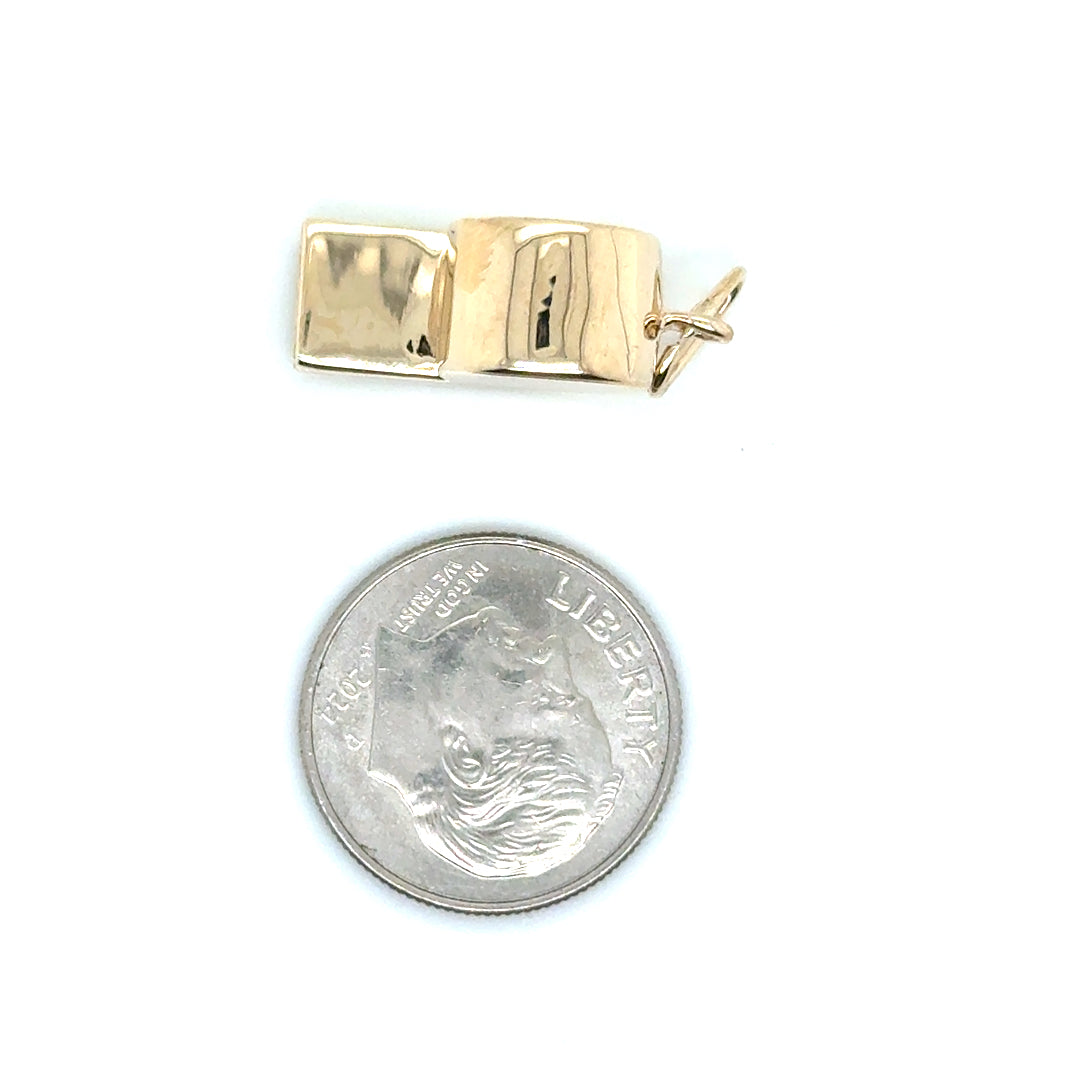 New 14k Yellow Gold Whistle Pendant