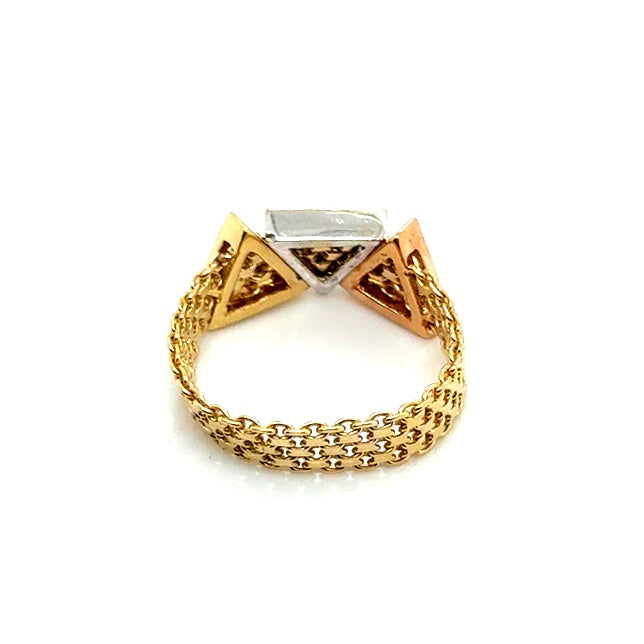 14k Rose & White & Yellow Gold CZ Ring