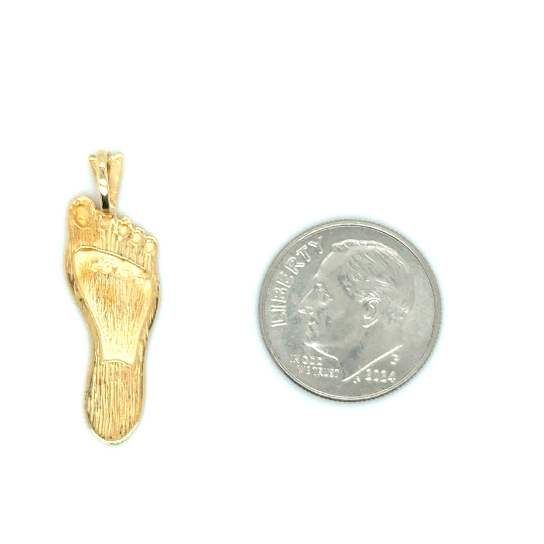 14k Yellow Gold Foot Pendant