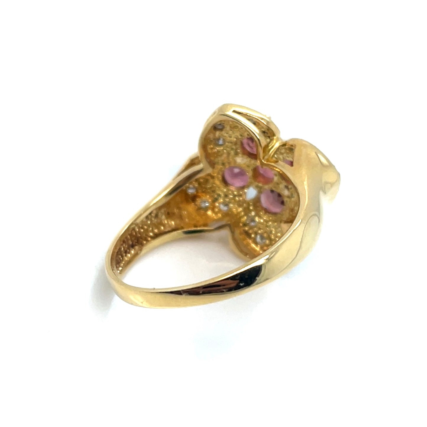 LeVian 18k Yellow Gold and Black Rhodium Pink Tourmaline and 0.30 CT TW Diamonds Ring