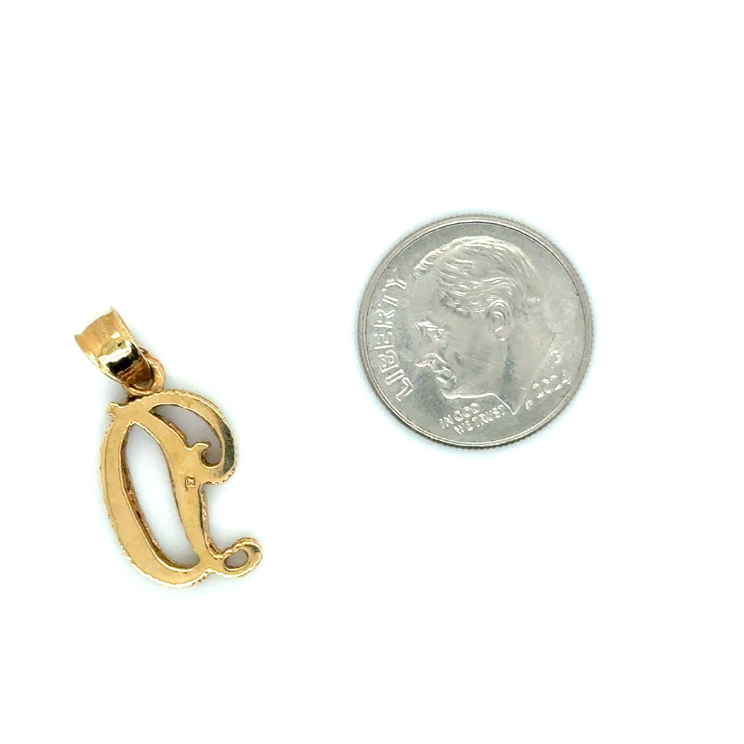 10k Yellow and White Gold Letter “D” Pendant