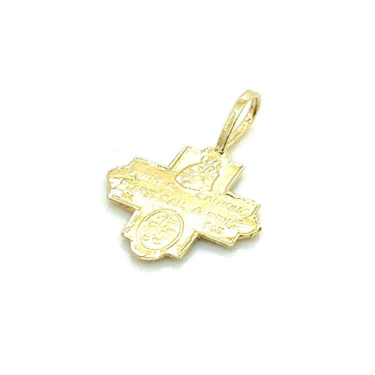 14k Yellow Gold Four Way Cross Medal Pendant