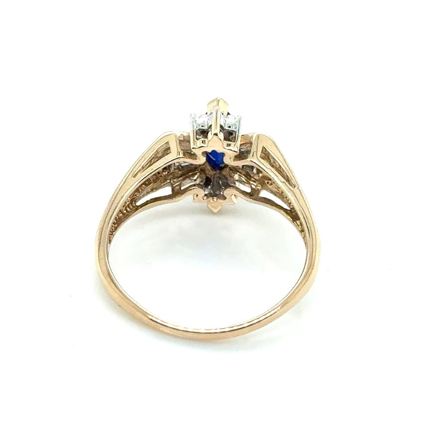 10k Yellow Gold Lab Grown Sapphire and Diamond Women’s Ring