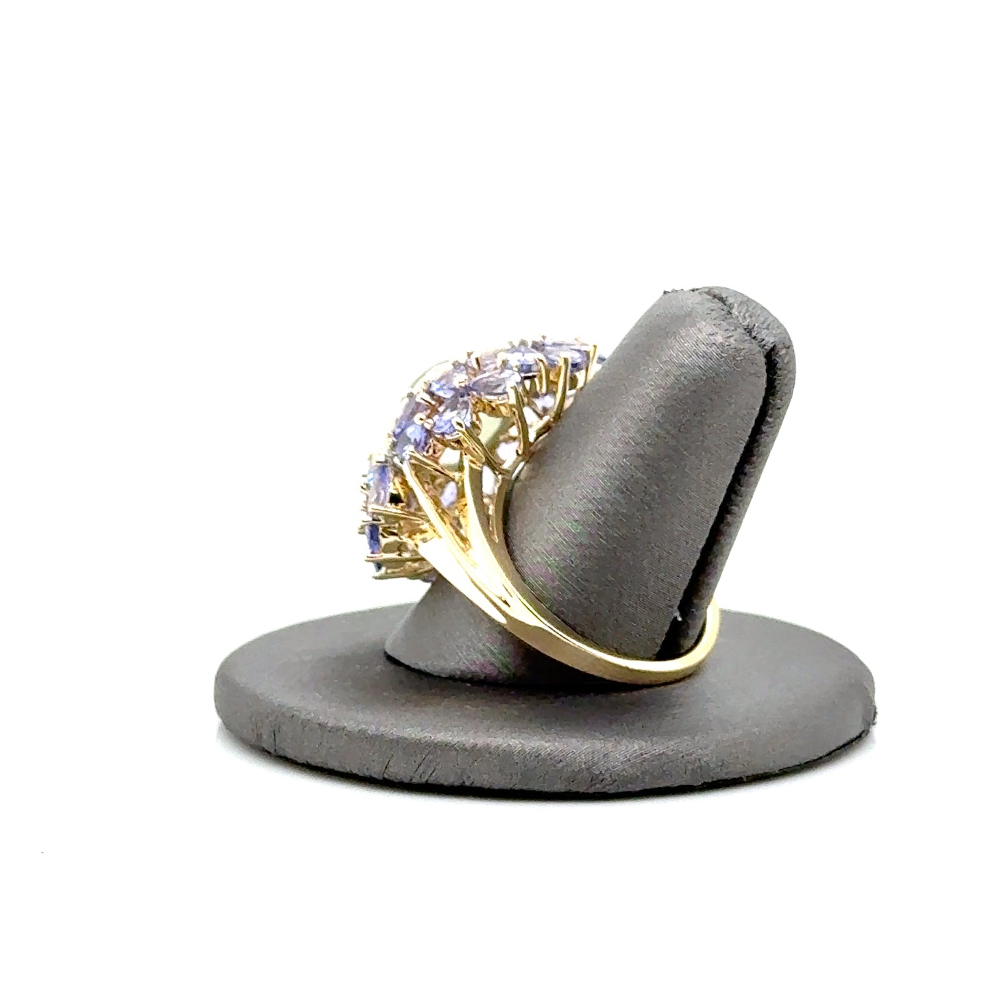 14k Yellow Gold Prasiolite, Tanzanite and Diamonds Ring