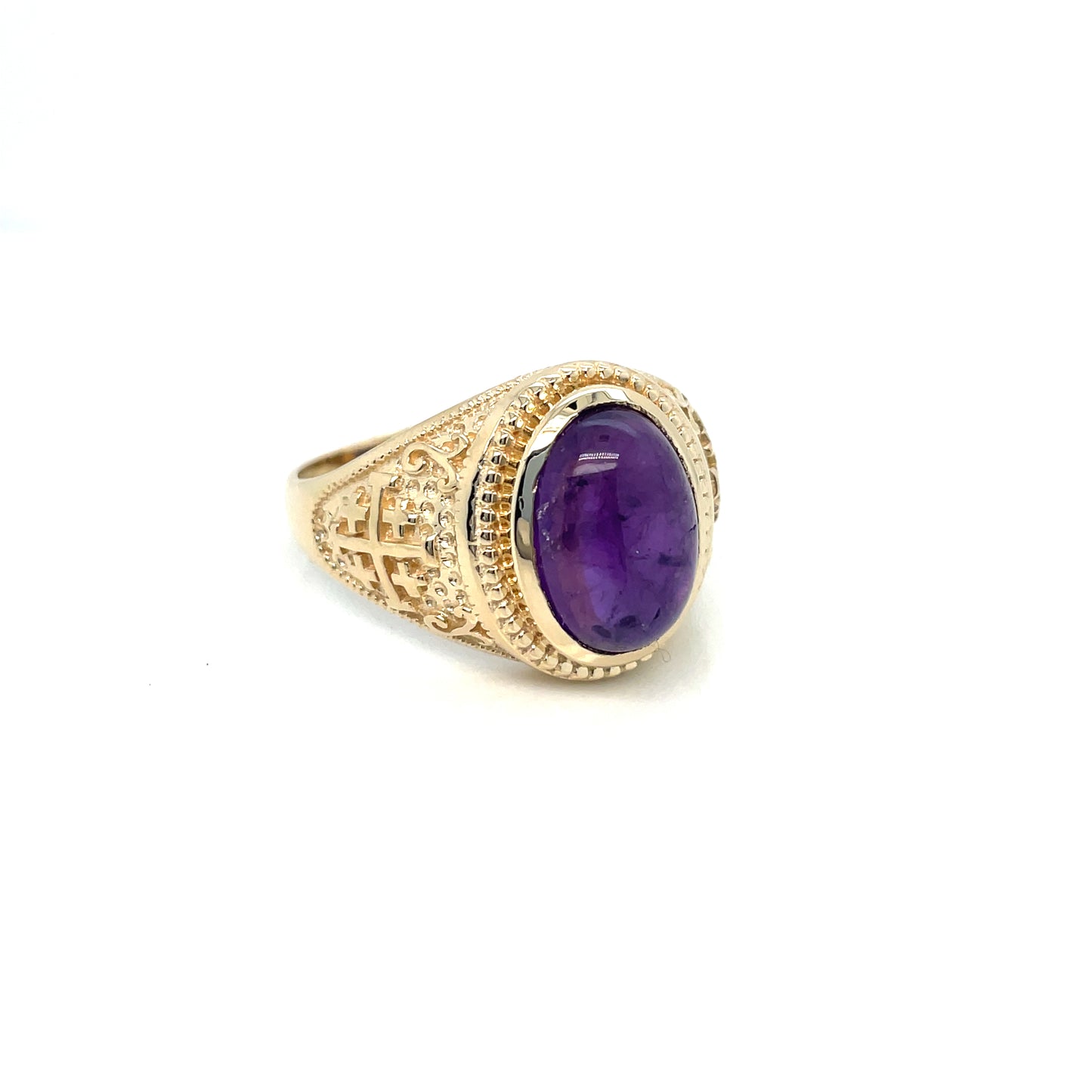 14k Yellow Gold Amethyst Men’s Ring