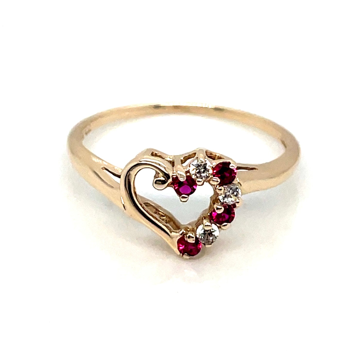 10k Yellow Gold Ruby and Cubic Zirconia Ring