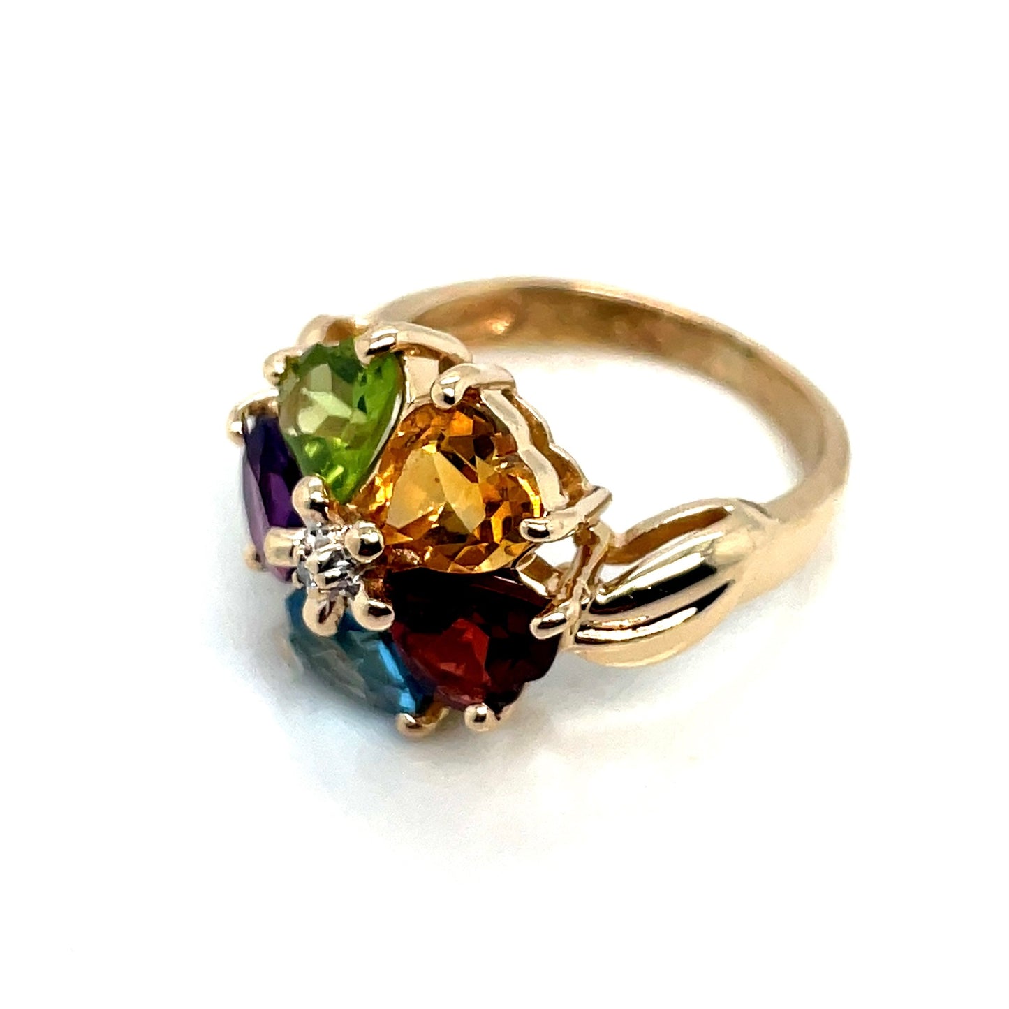 10k Yellow Gold Heart Stone Ring
