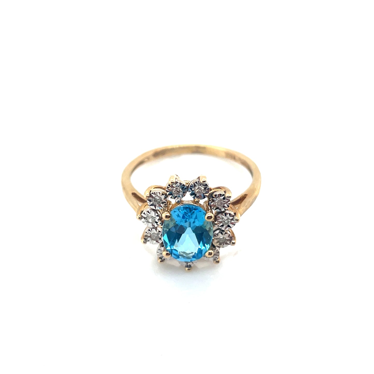 10k Yellow Gold Topaz and Diamonds Ring