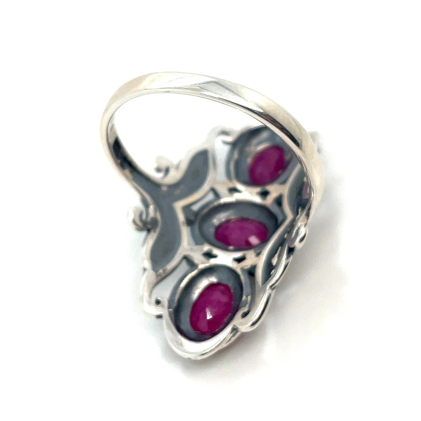 Ruby 3 Stone Ring in Sterling Silver