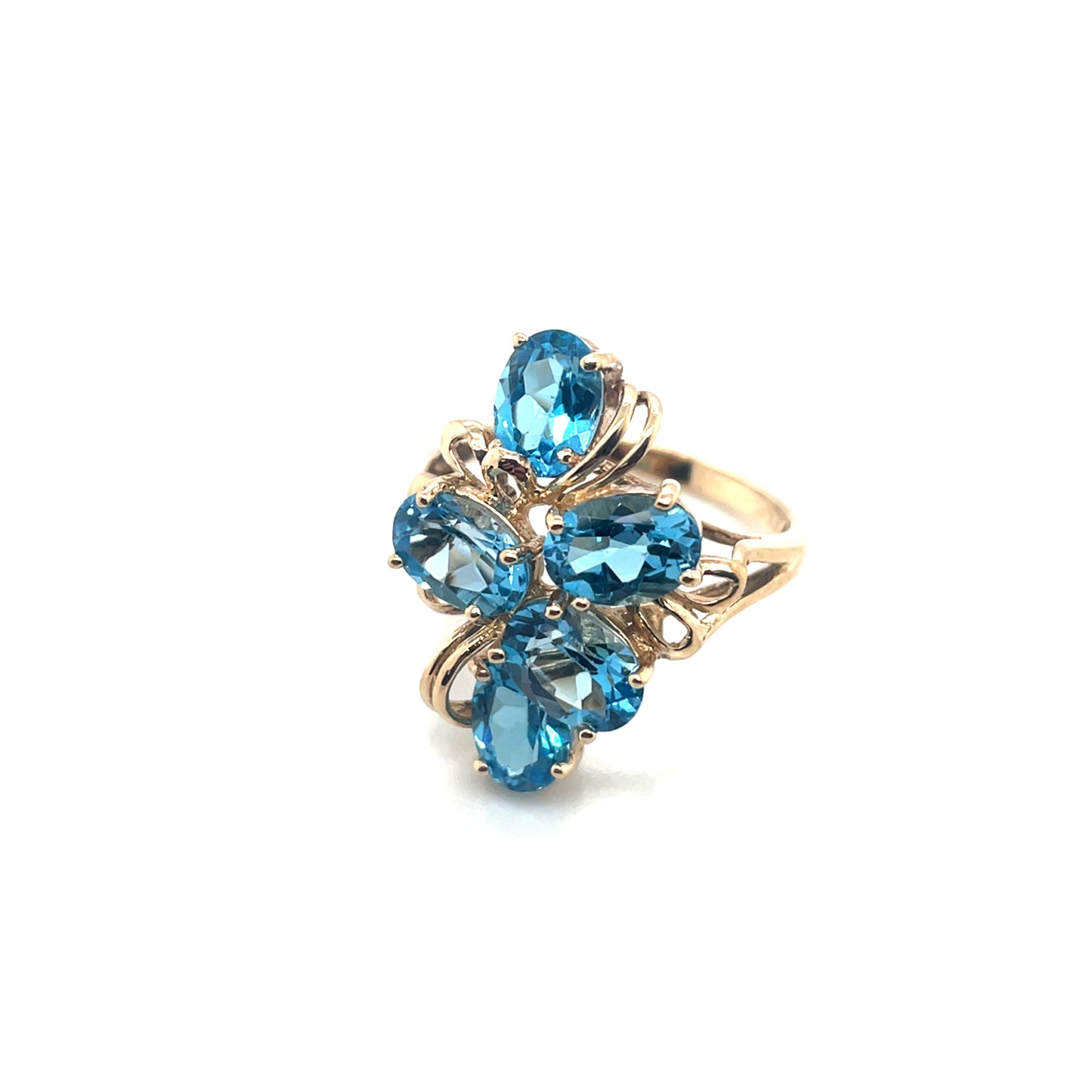 10k Yellow Gold Swiss Blue Topaz Ring