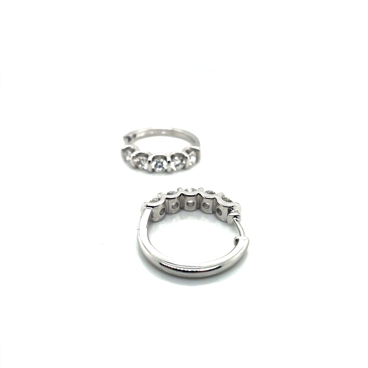 14k White Gold 1.5 CT TW SVD Diamonds Hoop Earrings