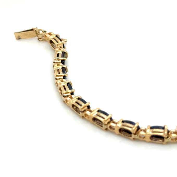 14k Yellow Gold Genuine Sapphire and Diamond Bracelet