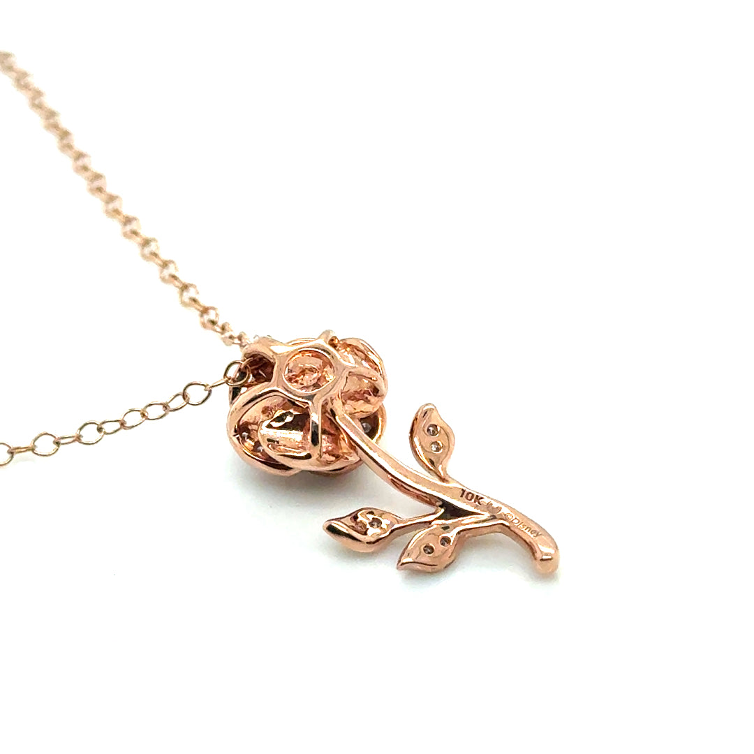 New 10k Rose Gold 0.30 CT TW Diamond Rose Necklace